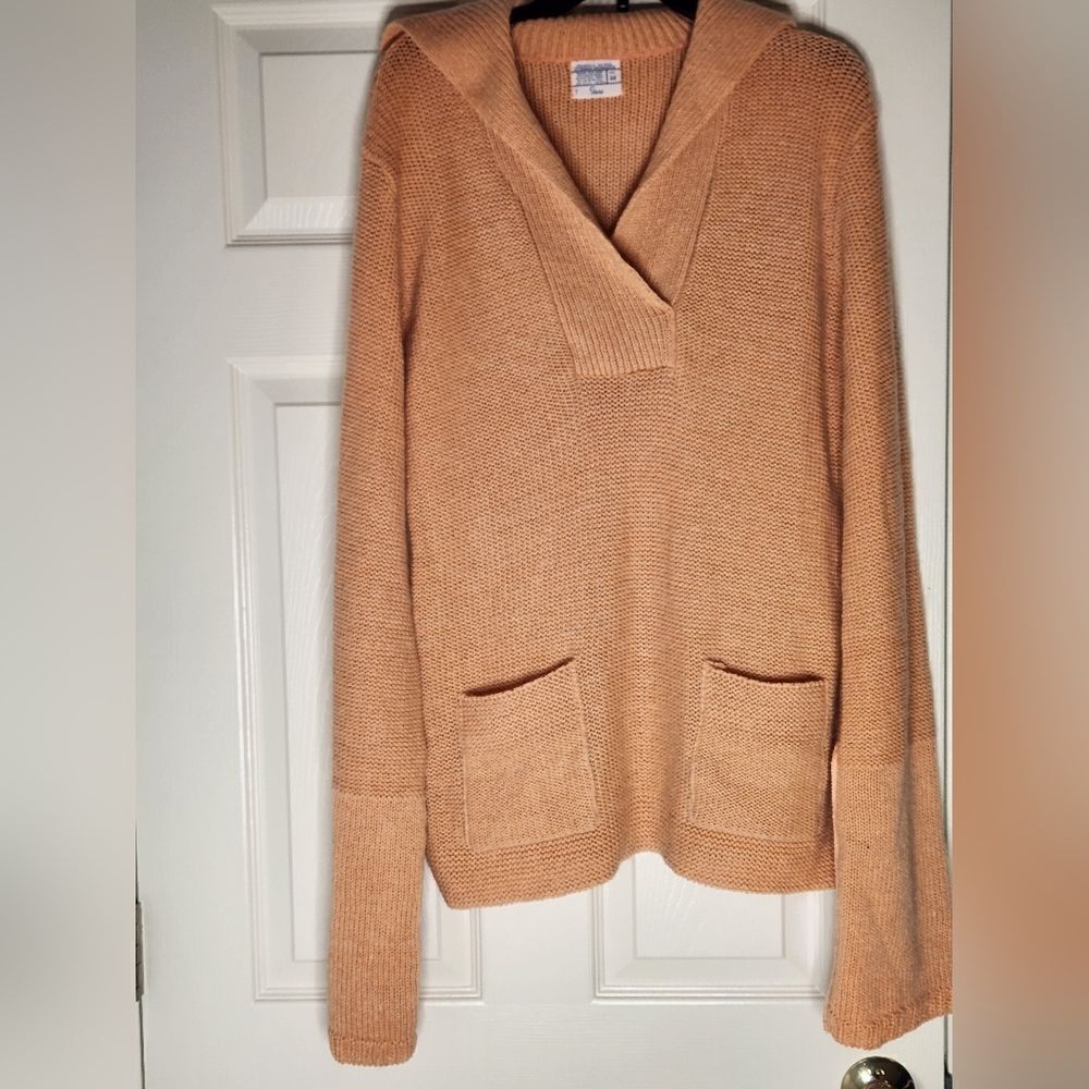 Vintage Sears 38 Coral Knit Longsleeve Pockets WOOL MOHAIR Blend Women's Sweater
